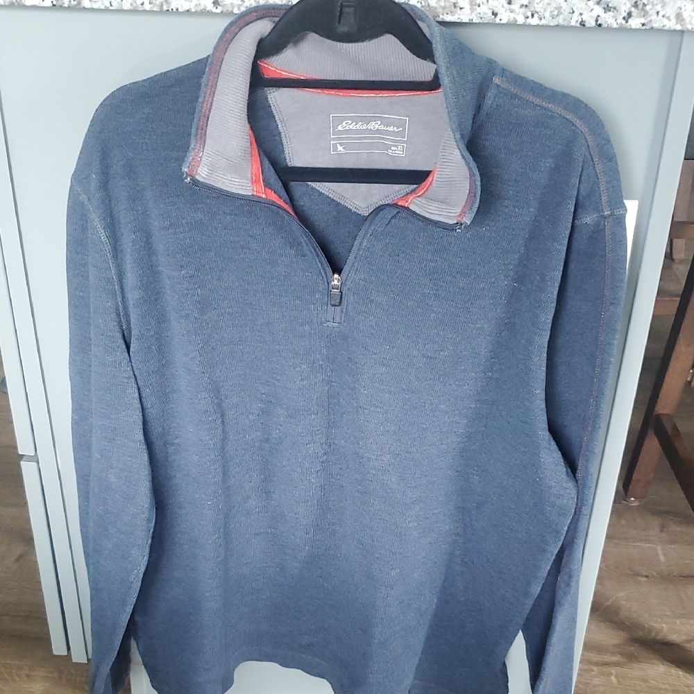 Eddie Bauer Blue 1/4 Zip Up Sweater - XL